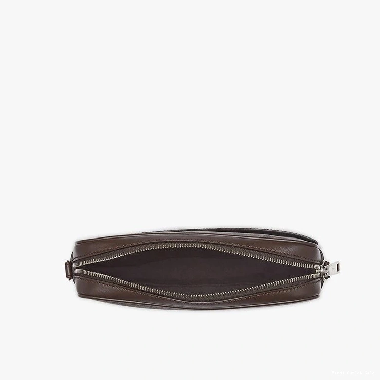 Cheap Brown FF Camera Logo Fendi Motif In Compact Fabric ROMA Case 0825